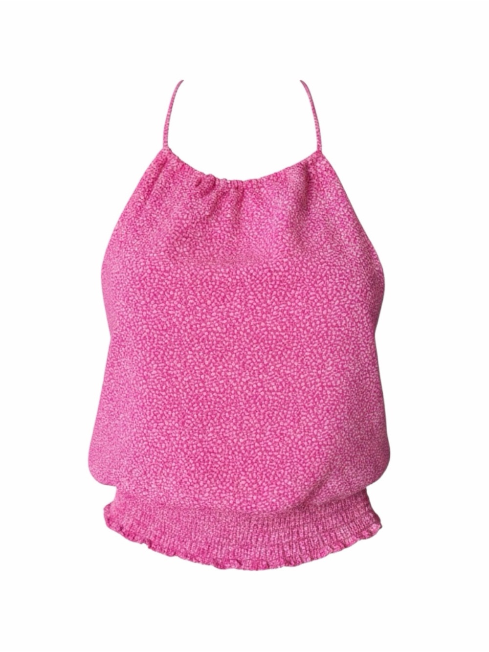Sienna Sky Women’s Pink Halter Top Large Backless Tie Waist Peplum Sleeveless